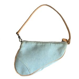 Light blue Christian Dior denim saddle bag
